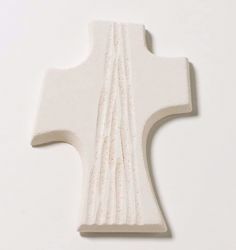 Immagine di Crocetta Cresima cm 15 (5,9 inch) Croce da Parete in argilla refrattaria bianca Ceramica Centro Ave Loppiano