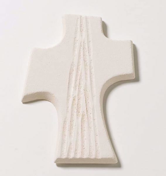 Picture of Confirmation Cross cm 15 (5,9 inch) Wall Cross in white refractory clay Ceramica Centro Ave Loppiano