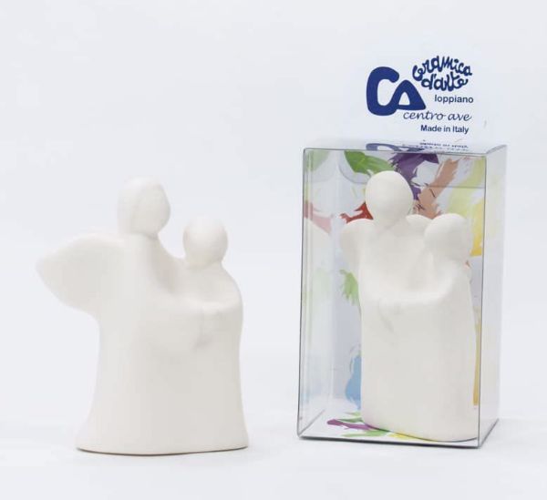 Immagine di Angelo Custode 9 cm ceramica bianca Centro Ave Loppiano