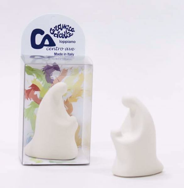 Immagine di Statuetta Madonna con Bambino 6 cm ceramica bianca