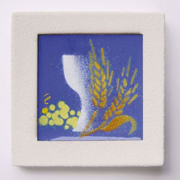 Immagine di Bomboniere Prima Comunione Quadretto 10 cm ceramica bianca