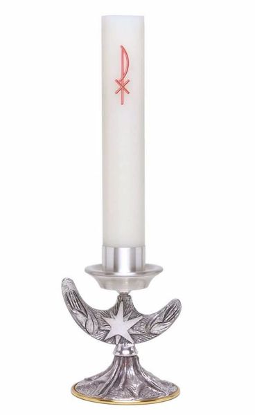 Picture of Altar candle Holder 1 flame H. 14,5 cm (5,7 inch) Star Wheat Flames
