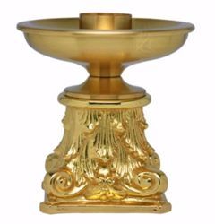 Picture of Tall Altar Candlestick H. cm 16 (6,3 inch) Baroque style in brass Gold Silver liturgical Candle Holder for Church 