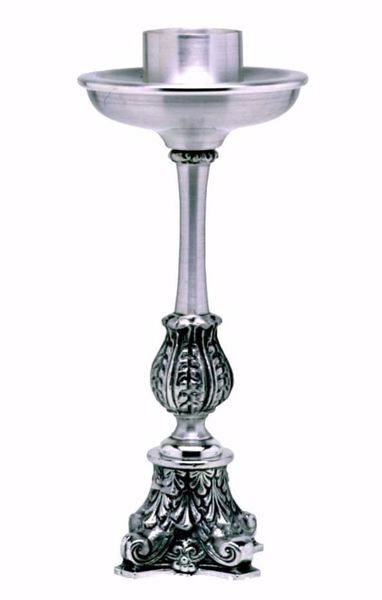 Picture of Low Altar Candlestick H. cm 23 (9,1 inch) Baroque style in brass Gold Silver liturgical Candle Holder for Church 