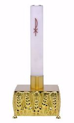 Imagen de Candelero litúrgico de Altar H. cm 12 (4,7 inch) Espigas de Trigo de bronce Oro Plata Portavela de Mesa Iglesia