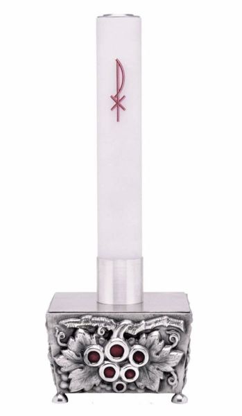 Immagine di Portacandele Chiesa H. 12 cm Tralci d’Uva Smalto Rosso