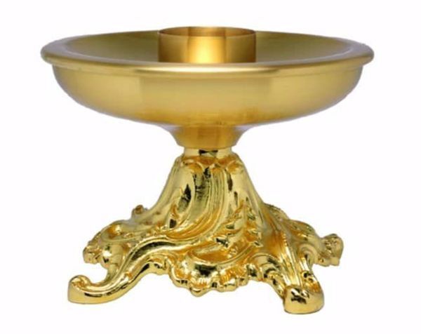Picture of Altar Candlestick H. cm 14,5 (5,7 inch) decorated base in brass Gold Silver liturgical Candle Holder for Church 