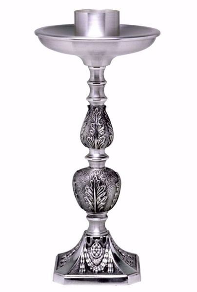 Picture of Altar Candlestick H. cm 26 (10,2 inch) Leaves in brass Gold Silver liturgical Candle Holder for Church 