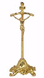 Imagen de Crucifijo para Altar H. cm 30 (11,8 inch) base decorada de latón Oro Plata Cruz para Iglesia