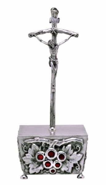 Picture of Altar Crucifix H. 32 cm (12,6 inch) Grapes Red Enamel brass