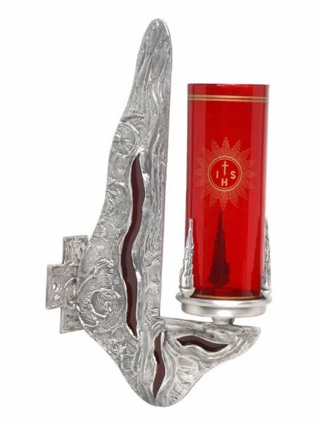 Immagine di Lampada Santissimo da parete 21x36,5 cm Stella Spighe Fiamme