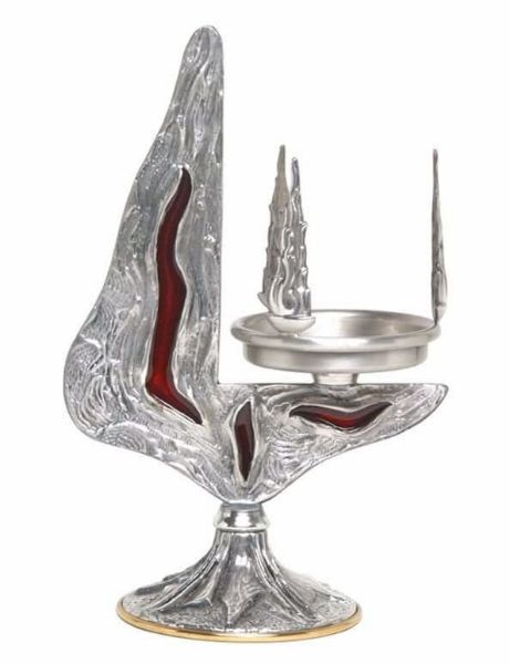 Immagine di Lampada Santissimo da Altare 16x25,5 cm Stella Spighe Fiamme