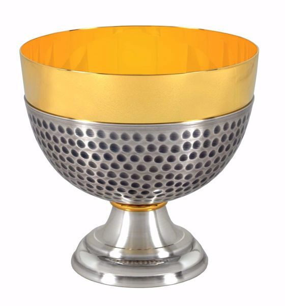 Immagine di Patena Pisside liturgica H. cm 11 (4,3 inch) Nodo basso in ottone martellato Oro Argento 