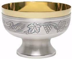 Picture of Liturgical Paten Ciborium H. cm 13 (5,1 inch) Ears of Wheat Grapes in chiseled brass Gold Silver 