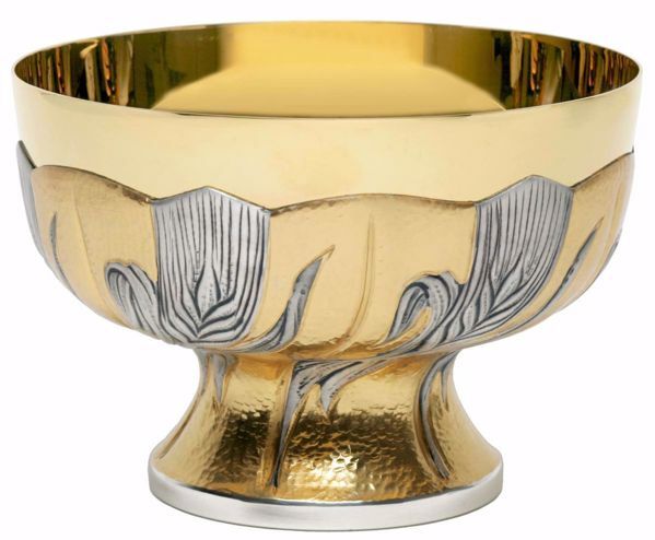 Picture of Liturgical Paten Ciborium H. cm 9,5 (3,7 inch) Ears of Wheat in chiseled brass Silver Bicolor 