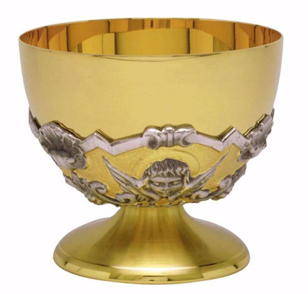 Picture of Liturgical Paten Ciborium H. cm 10,5 (4,1 inch) Cherubs Angels in brass Bicolor 