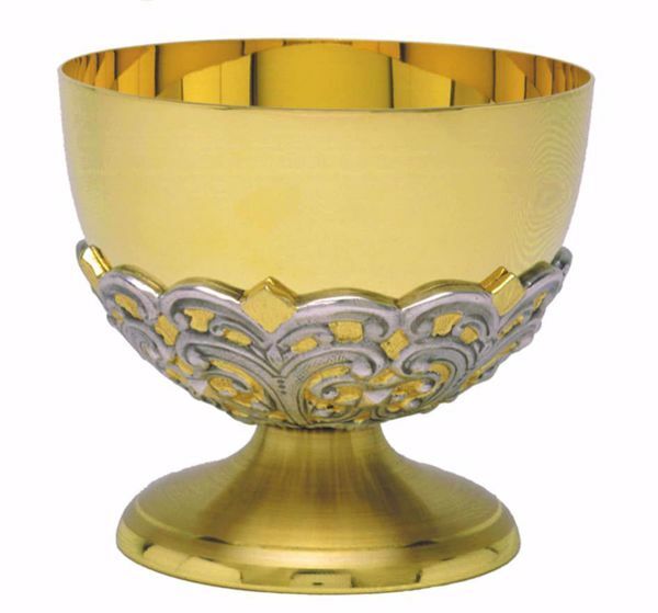 Picture of Liturgical Paten Ciborium H. cm 10,5 (4,1 inch) stylized decoration in brass Bicolor 
