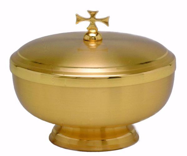 Picture of Low Liturgical Ciborium H. cm 10,5 (4,1 inch) smooth satin finish in brass Gold 