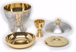 Picture of Liturgical Ciborium Communion under Both Kinds H. cm 15 (5,9 inch) Ears of Wheat in chiseled brass Gold Silver 