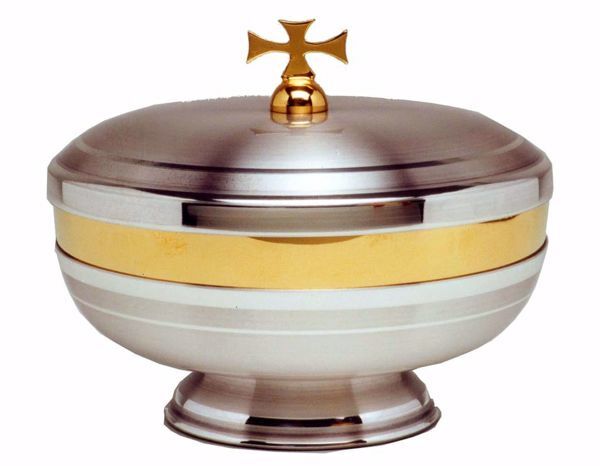 Picture of Liturgical Ciborium H. cm 11 (4,3 inch) smooth satin finish in brass Gold Silver 