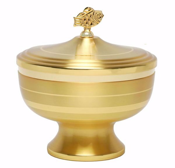 Picture of Liturgical Ciborium H. cm 14,5 (5,7 inch) modern style smooth satin finish in brass Gold Silver 