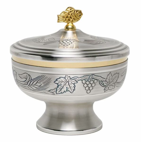 Picture of Church Ciborium H. 14,5 cm (5,7 inch) Wheat Grapes chiseled brass