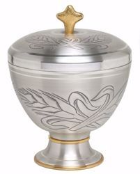 Picture of Liturgical Ciborium H. cm 15 (5,9 inch) Ears of Wheat in chiseled brass Gold Silver 
