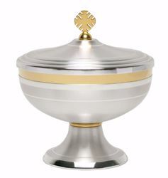 Picture of Liturgical Ciborium H. cm 15,5 (6,1 inch) smooth satin modern style in brass Gold Silver 