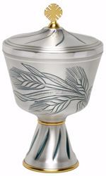 Picture of Liturgical Ciborium H. cm 20,5 (8,1 inch) Ears of Wheat in chiseled brass Gold Silver 
