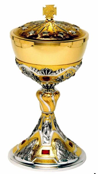 Imagen de Copón barroco H. 25 cm Evangelistas Swarovski plata 800/1000