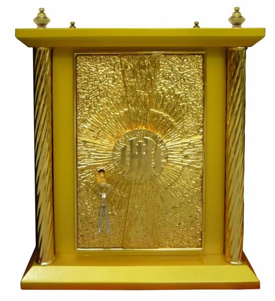 Picture of Wooden Tabernacle 4 columns Exposition H. 40 cm (15,7 inch) Cross IHS Rays