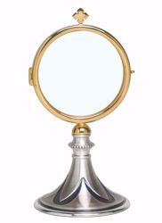 Immagine di Teca Eucaristica Ostensorio Diam. cm 8 (3,1 inch) Petali in ottone Oro per esposizione Santissimo Sacramento Chiesa