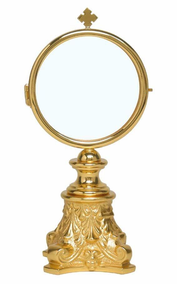 Ostensorio/Reliquiario Da Parete In Ottone Opaco 12cm - NKlaus - Per Altare Domestico O Ricordo Sacro (Aspetto Antico) - 3