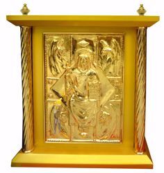 Imagen de Sagrario de mesa grande 4 Columnas cm 40x40x50 (15,7x15,7x19,7 inch) Cristo Pantocrátor Cuatro Evangelistas de madera Oro Bicolor