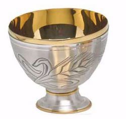 Immagine di Patena Pisside liturgica H. cm 12 (4,7 inch) Spighe di Grano in ottone cesellato Oro Argento 