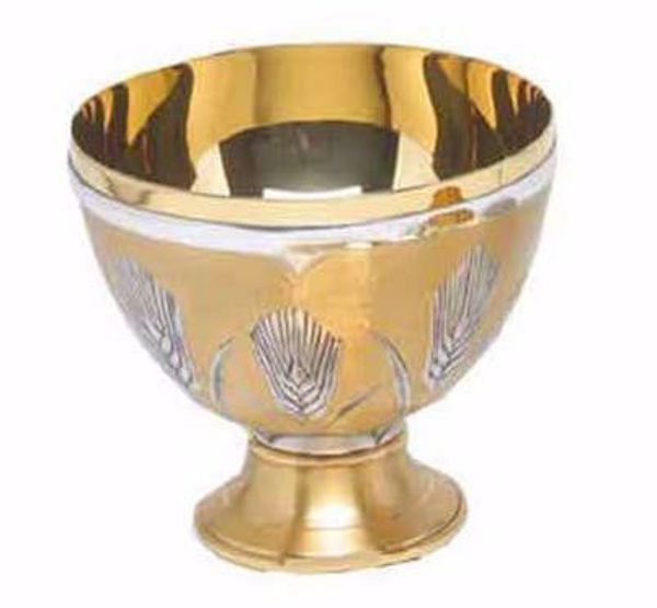 Picture of Liturgical Paten Ciborium H. cm 13 (5,1 inch) Ears of Wheat in chiseled brass Silver Bicolor 