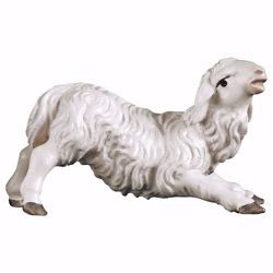 Picture of Kneeling lamb cm 10 (3,9 inch) hand painted Ulrich Nativity Scene Val Gardena wooden Statue baroque style