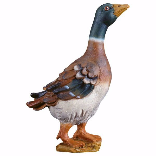 Picture of Standing Duck cm 10 (3,9 inch) hand painted Ulrich Nativity Scene Val Gardena wooden Statue baroque style