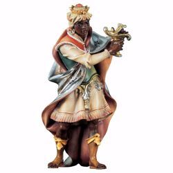 Picture of Balthazar Black Wise King standing cm 10 (3,9 inch) hand painted Ulrich Nativity Scene Val Gardena wooden Statue baroque style