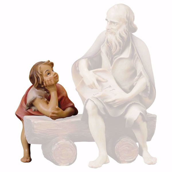 Picture of Boy listening cm 10 (3,9 inch) hand painted Ulrich Nativity Scene Val Gardena wooden Statue baroque style