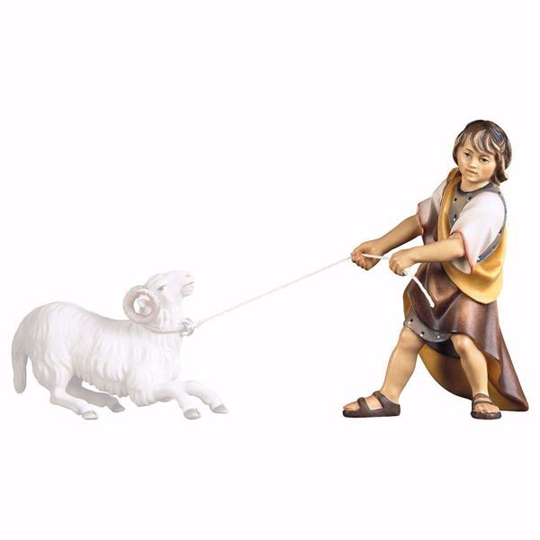 Immagine di Bambino che tira Presepe Ulrich 10 cm tradizionale legno