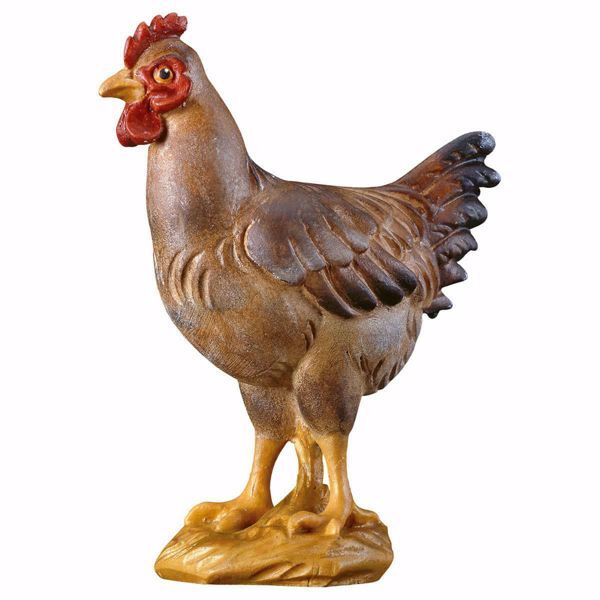 Picture of Standing Hen cm 10 (3,9 inch) hand painted Ulrich Nativity Scene Val Gardena wooden Statue baroque style