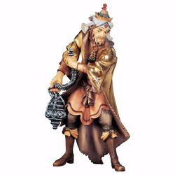 Picture of Caspar White Wise King standing cm 10 (3,9 inch) hand painted Ulrich Nativity Scene Val Gardena wooden Statue baroque style