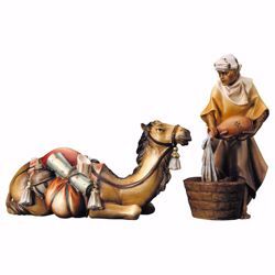 Imagen de Grupo Camello yacente 2 Piezas cm 10 (3,9 inch) Belén Ulrich pintado a mano Estatuas artesanales de madera Val Gardena estilo barroco