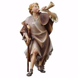 Immagine di Pastore con corno cm 10 (3,9 inch) Presepe Ulrich dipinto a mano Statua artigianale in legno Val Gardena stile barocco