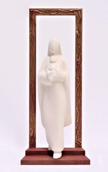Immagine di Madonna con Bambino decorata 32 cm ceramica bianca Loppiano