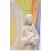 Immagine di Madonna con Bambino con vetrata 30 cm ceramica bianca Loppiano