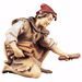 Picture of Kneeling Herder with Wood cm 10 (3,9 inch) hand painted Ulrich Nativity Scene Val Gardena wooden Statue baroque style