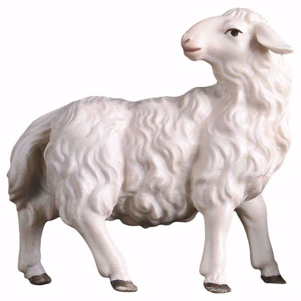 Picture of Sheep looking backwards cm 10 (3,9 inch) hand painted Ulrich Nativity Scene Val Gardena wooden Statue baroque style