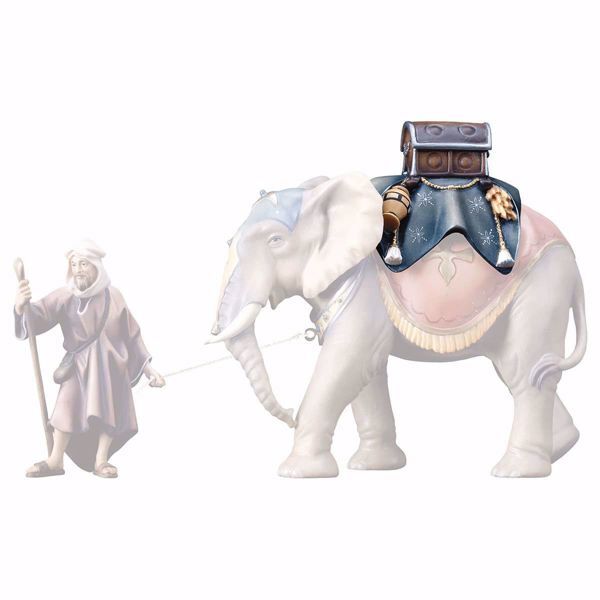 Picture of Luggage Saddle for standing Elephant cm 10 (3,9 inch) hand painted Ulrich Nativity Scene Val Gardena wooden Statue baroque style